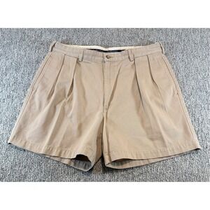 Vintage Polo Ralph Lauren Short Mens 36 Khaki Tan Pleated Chino Cotton Shorts